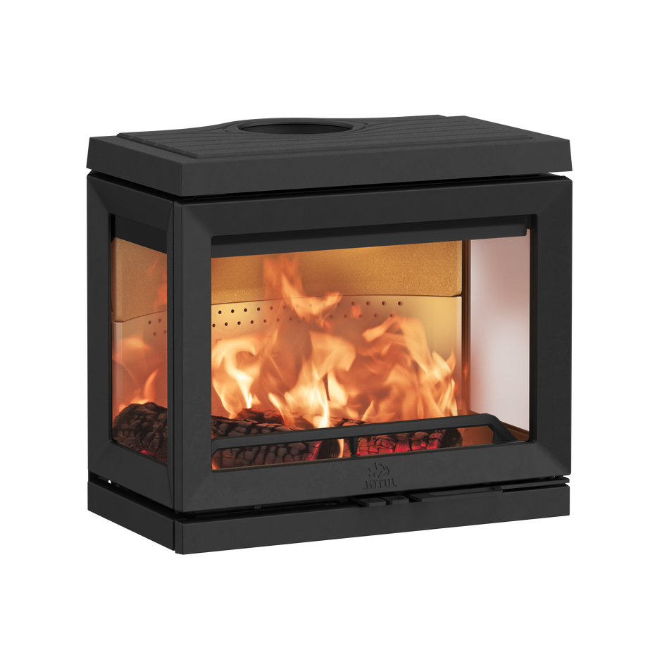 Ketinis židinio ugniakuras JØTUL I 520 FRL BP, su trimis stiklais