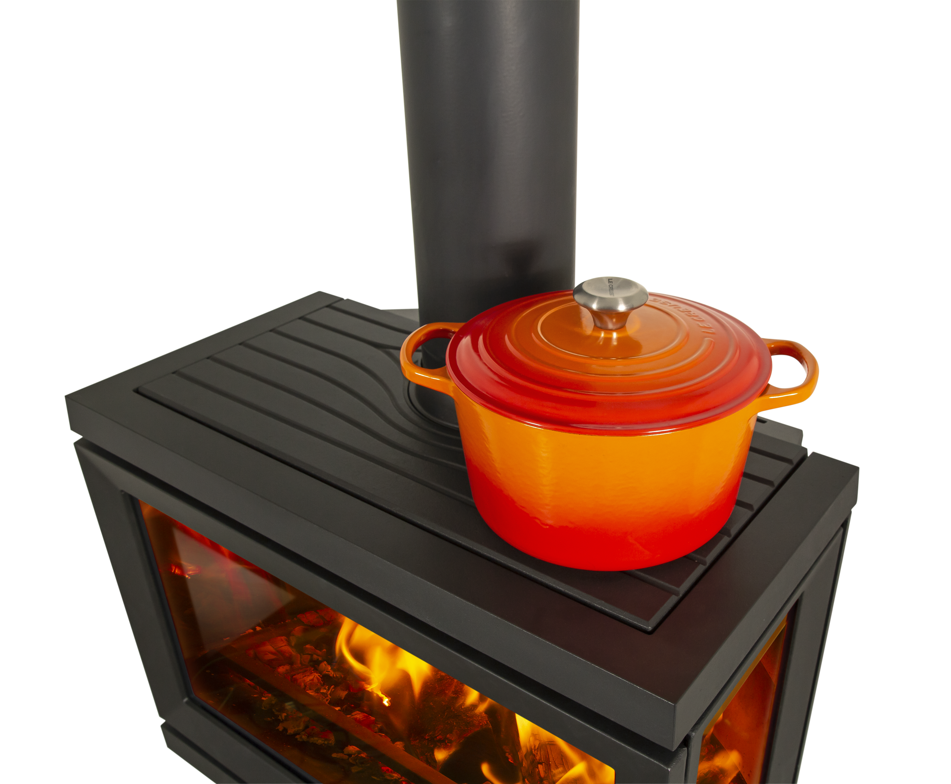 Ketinė krosnelė JØTUL F 520 LB BP, pakabinama, su trimis stiklais, juodos spalvos