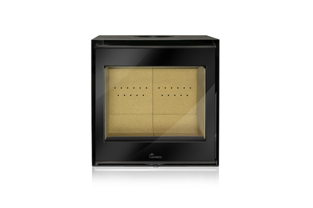 Lacunza ADOUR 500 ST, plieninis, malkinis židinio ugniakuras, tiesiu stiklu, juodos spalvos