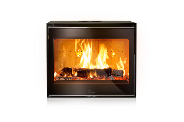 Lacunza ADOUR 600 ST, plieninis, malkinis židinio ugniakuras, tiesiu stiklu, juodos spalvos