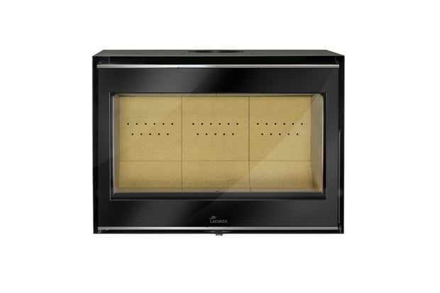 Lacunza ADOUR 700 ST, plieninis, malkinis židinio ugniakuras, tiesiu stiklu, juodos spalvos