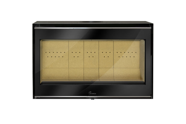 Lacunza ADOUR 800 ST, plieninis, malkinis židinio ugniakuras, tiesiu stiklu, juodos spalvos