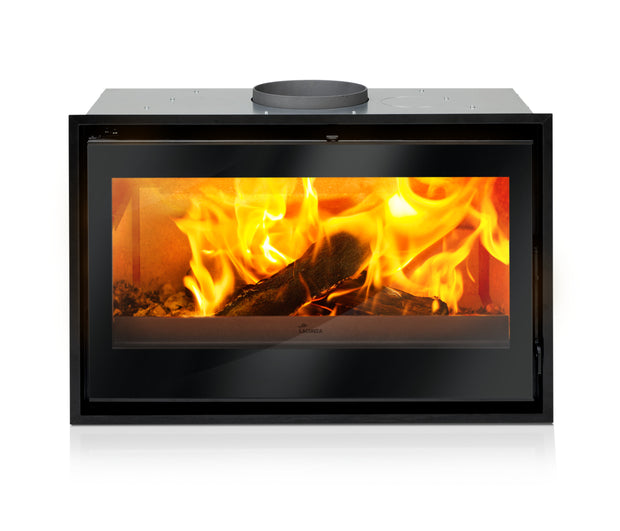 Lacunza AROA 800, plieninis, malkinis židinio ugniakuras, A++ klasės namams, su švaraus stiklo sistema