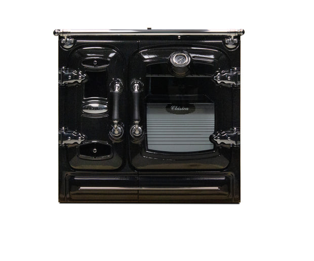 Lacunza CLASICA 7T, virtuvinė, malkinė krosnelė, juodos spalvos, su ketine kaitlente ir kepimo orkaite