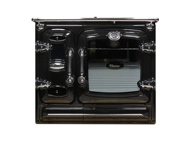 Lacunza CLASICA 8T, virtuvinė, malkinė krosnelė, juodos spalvos, su ketine kaitlente ir kepimo orkaite