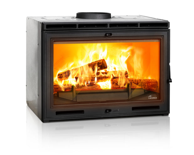 Lacunza IN 700, ketinis, malkinis židinio ugniakuras, juodos spalvos apdaila