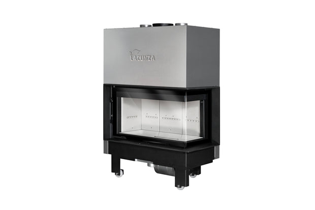 Lacunza IZARO 100 CLD B – malkinis plieninis židinys su kampiniu stiklu ir balta degimo kamera