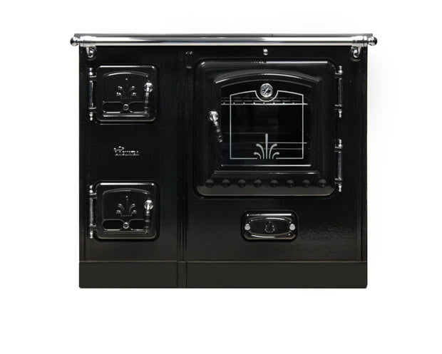 Lacunza LIS 8T, virtuvinė, malkinė krosnelė, juodos spalvos, su ketine kaitlente ir kepimo orkaite