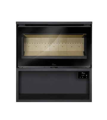 Lacunza PARIS 800, plieninė malkinė krosnelė, juodos spalvos, tiesus stiklas, malkų dėtuvė