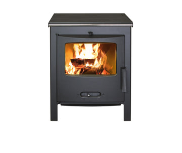 Lacunza SAGRA CP, plieninė, malkinė krosnelė,  juodos spalvos, su kaitlente