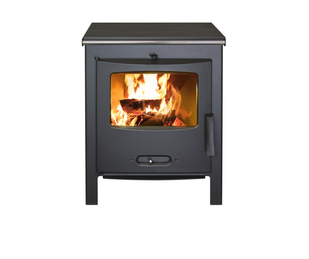 Lacunza SAGRA CP, plieninė, malkinė krosnelė,  juodos spalvos, su kaitlente