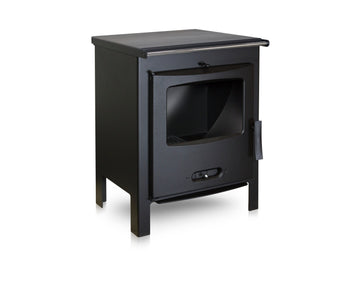 Lacunza SAGRA CP, plieninė, malkinė krosnelė,  juodos spalvos, su kaitlente