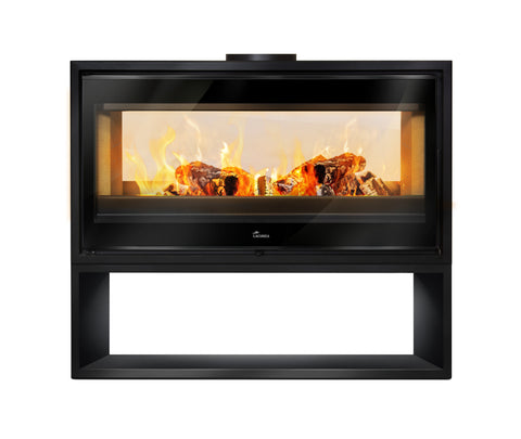 Lacunza VERONA 1003, steel, wood-burning stove, black, free-standing, with two sides and firewood storage