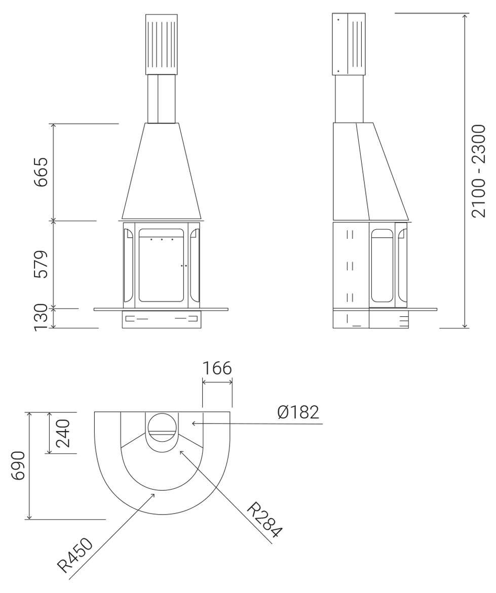 Židinys TRAFORART ARLET Frontal kabinamas ant sienos
